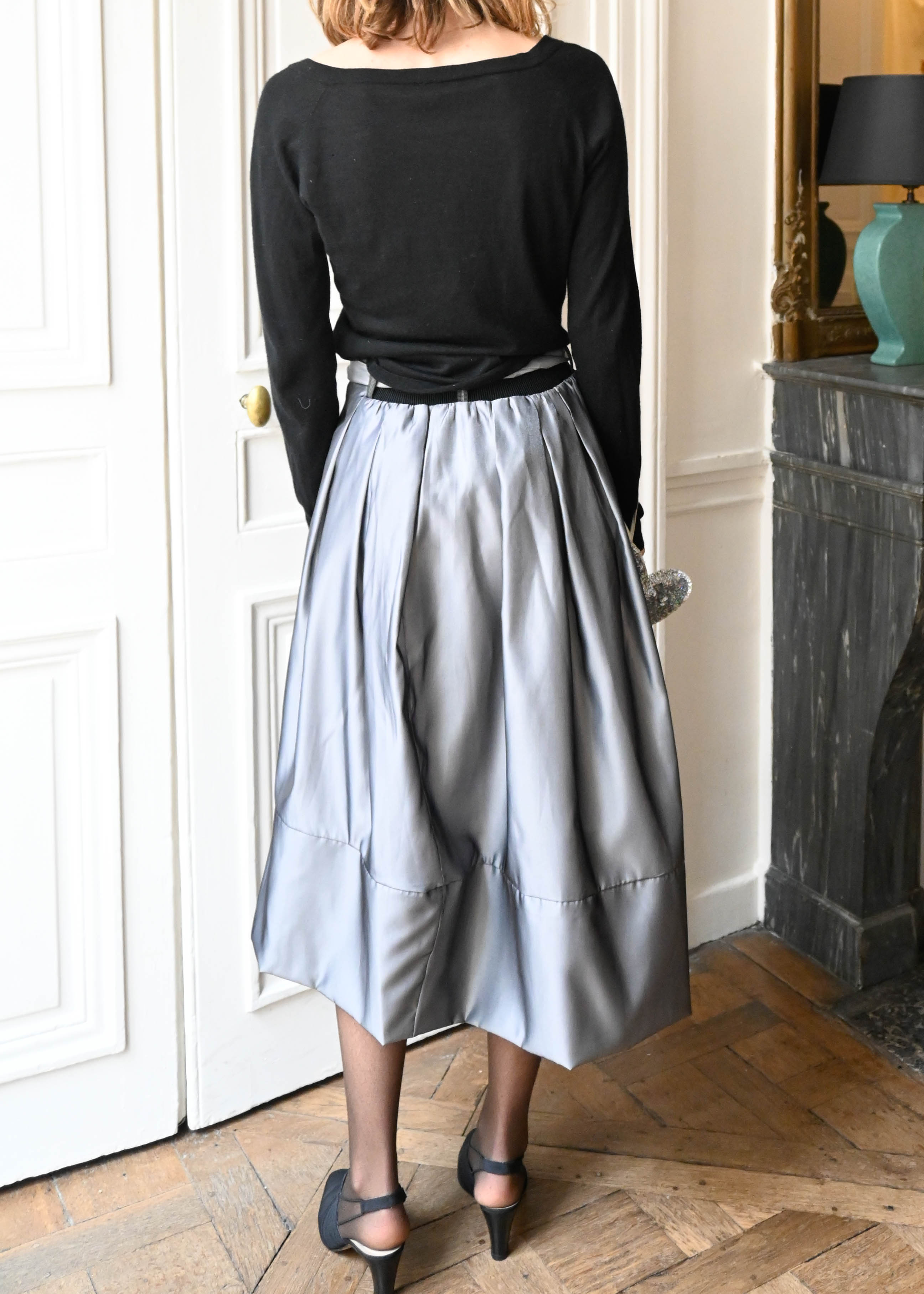 METALLIC SILVER SKIRT