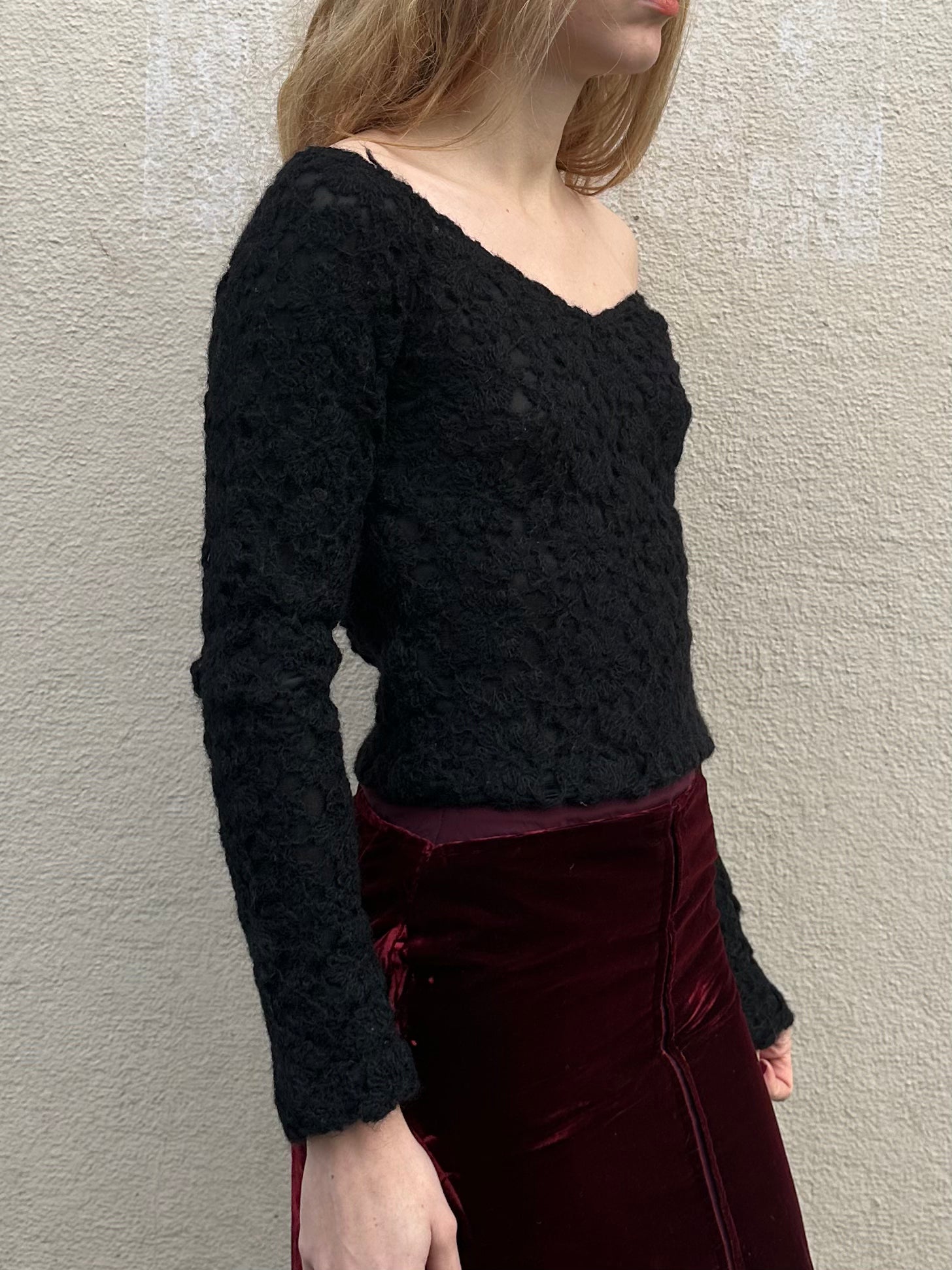 ANNA MOLINARI WOOL CROCHET SWEATER