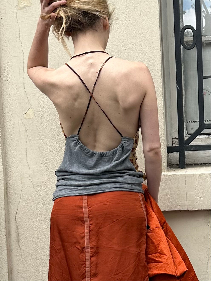 VINTAGE SILK BACKLESS TOP