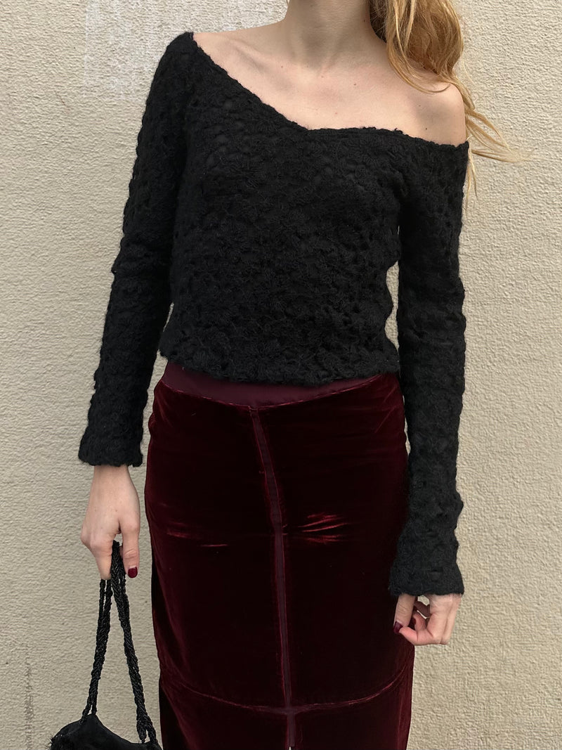 ANNA MOLINARI WOOL CROCHET SWEATER