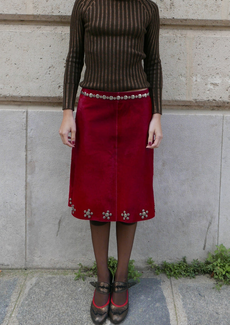 MARNI LEATHER STUDDED SKIRT