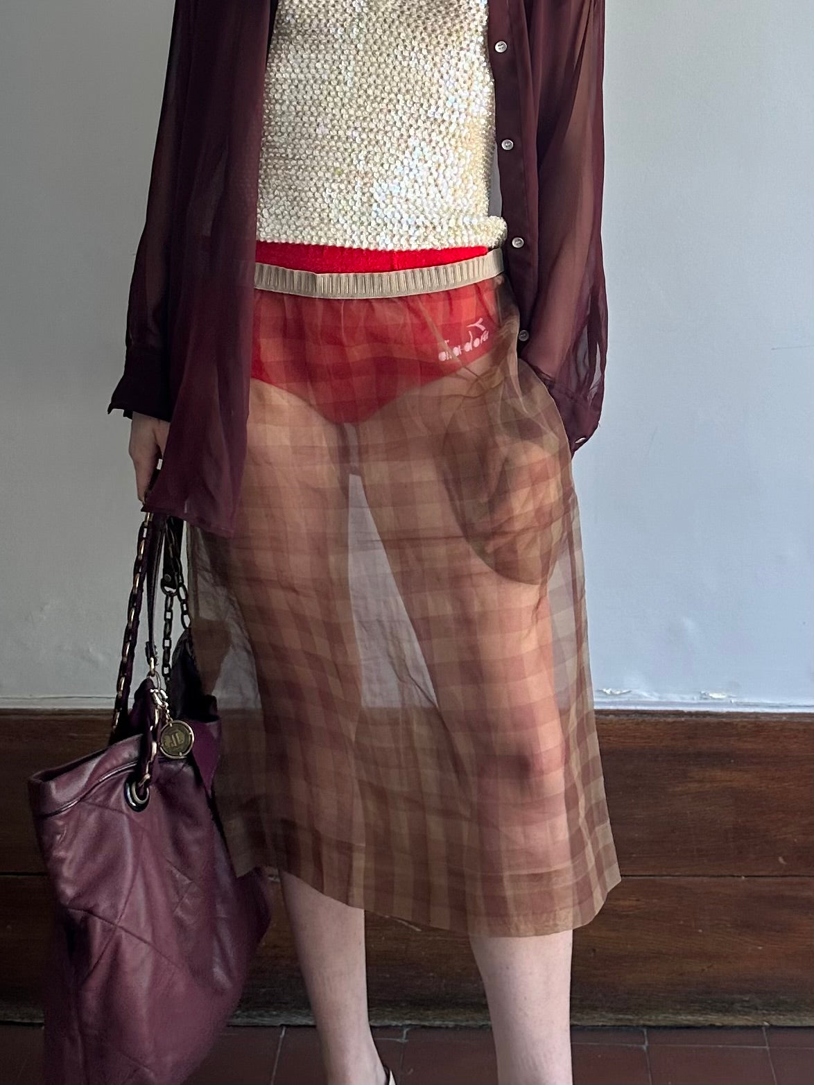 MARNI TRANSLUCENT CHECKED SKIRT