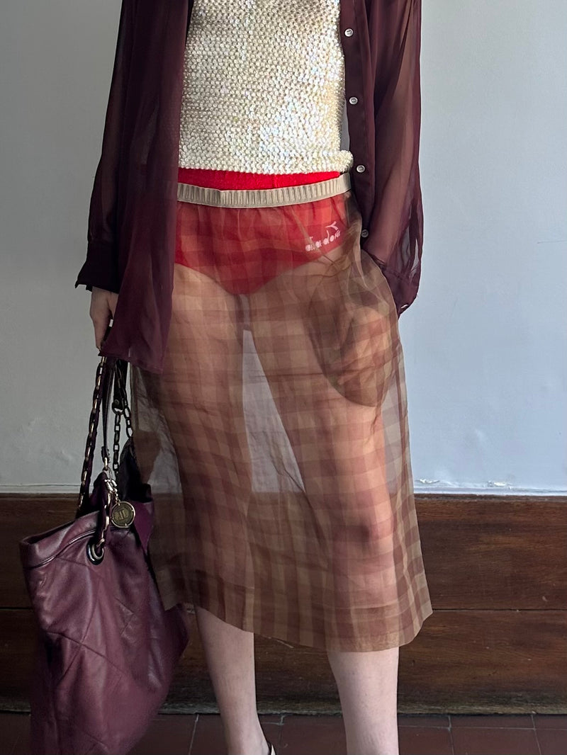 MARNI TRANSLUCENT CHECKED SKIRT