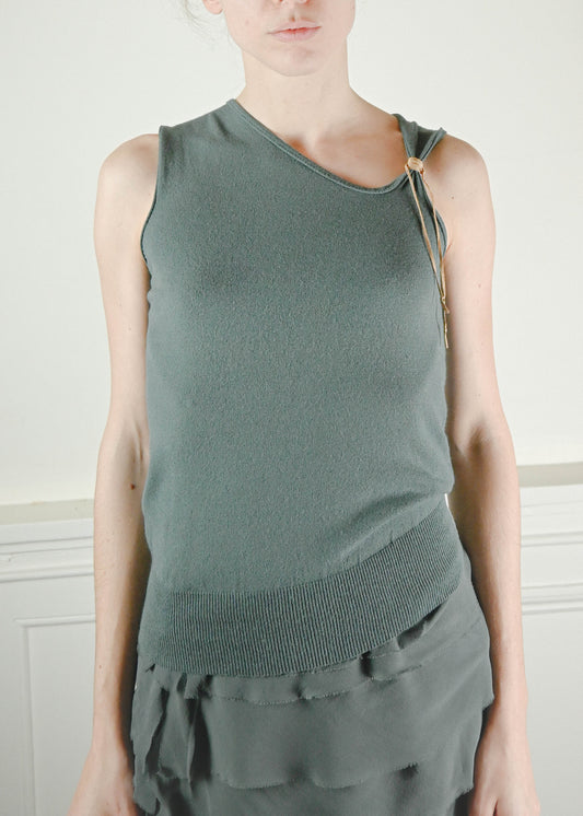 Armani asymmetrical top with leather string
