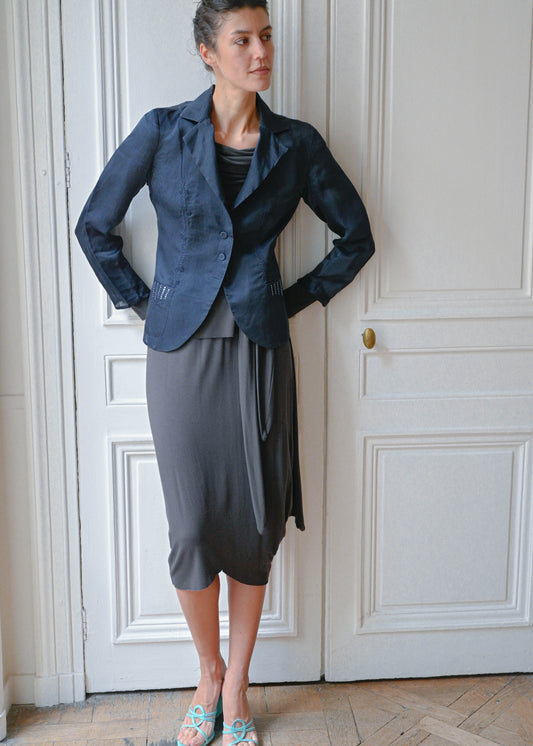 Embroidered silk blazer, vintage, TURN Paris (detail)