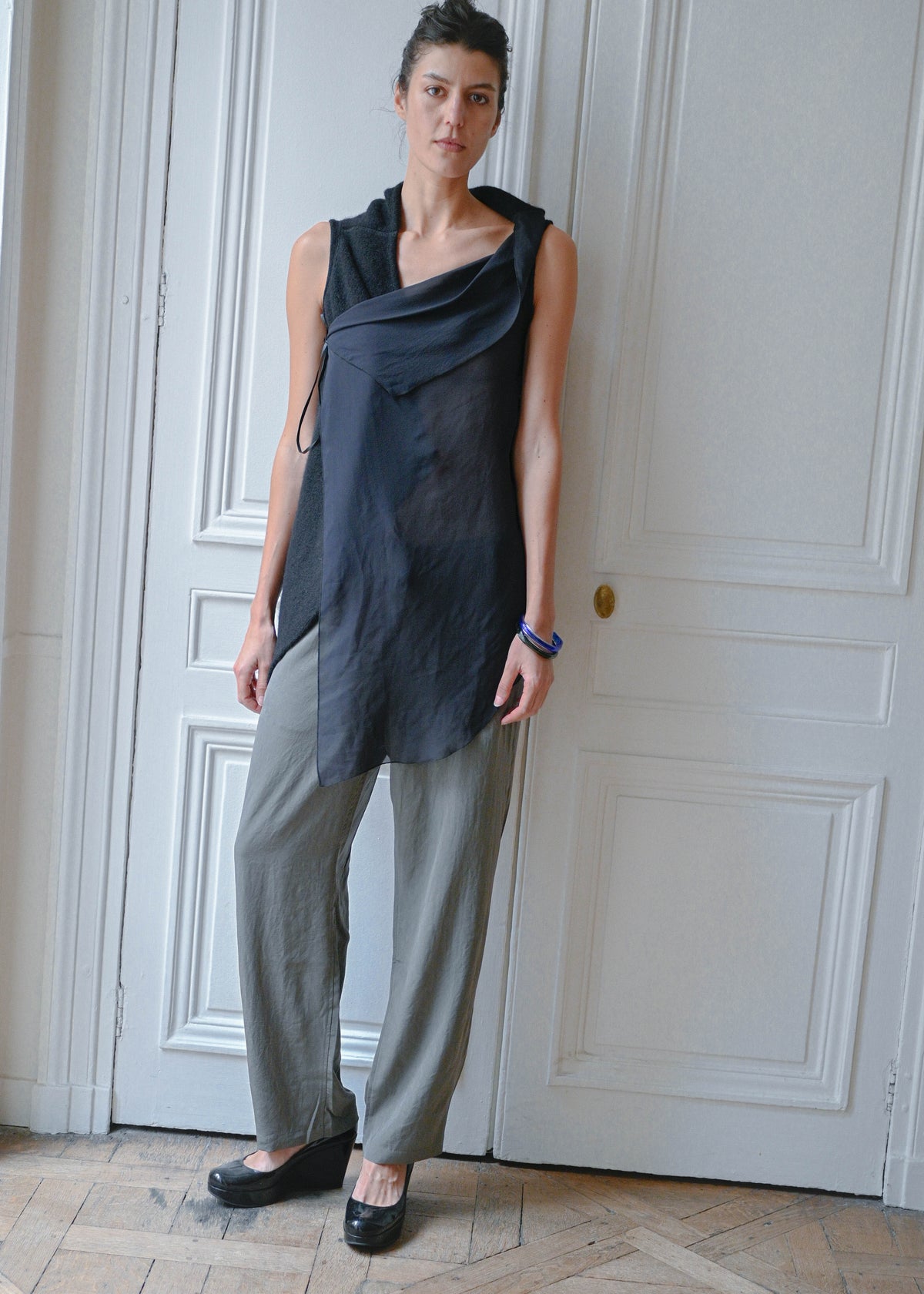 Bimaterial sweater, vintage, TURN Paris (front view)