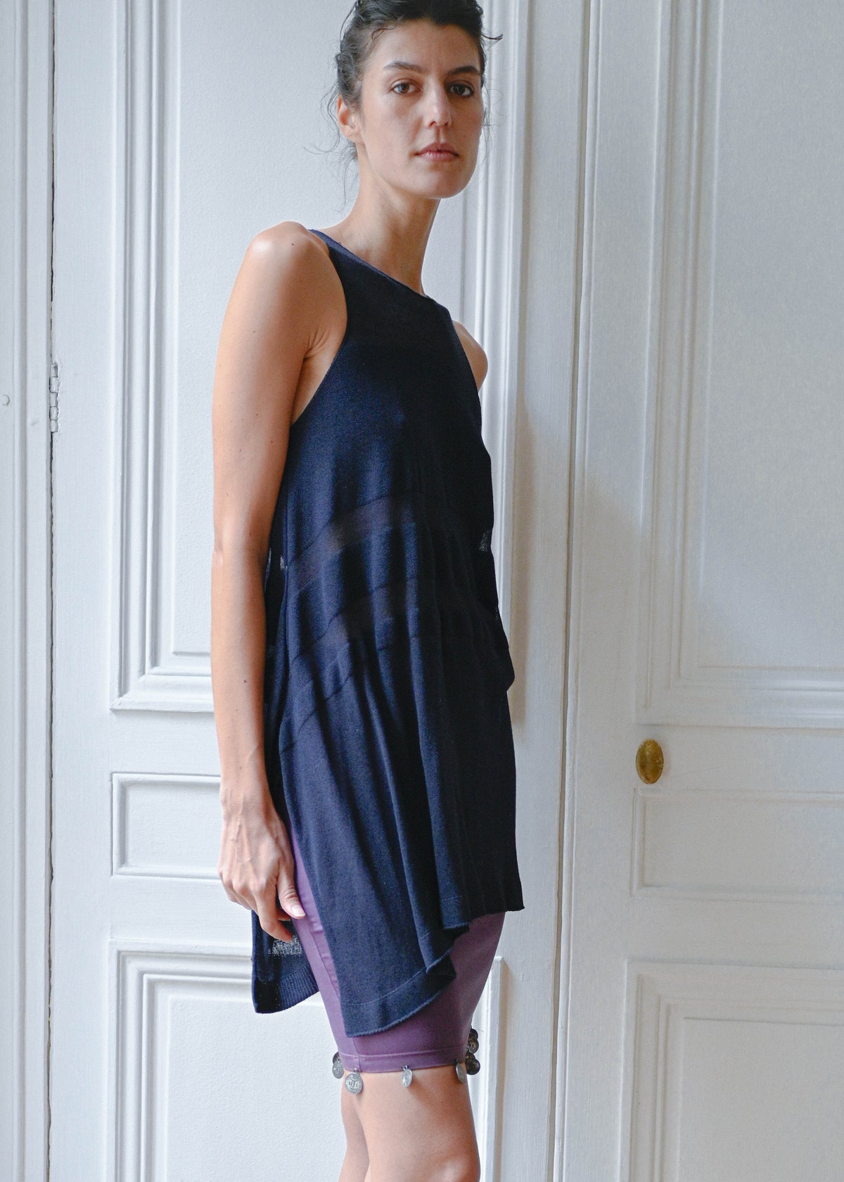 Blue tunic dress, vintage, TURN Paris (detail)