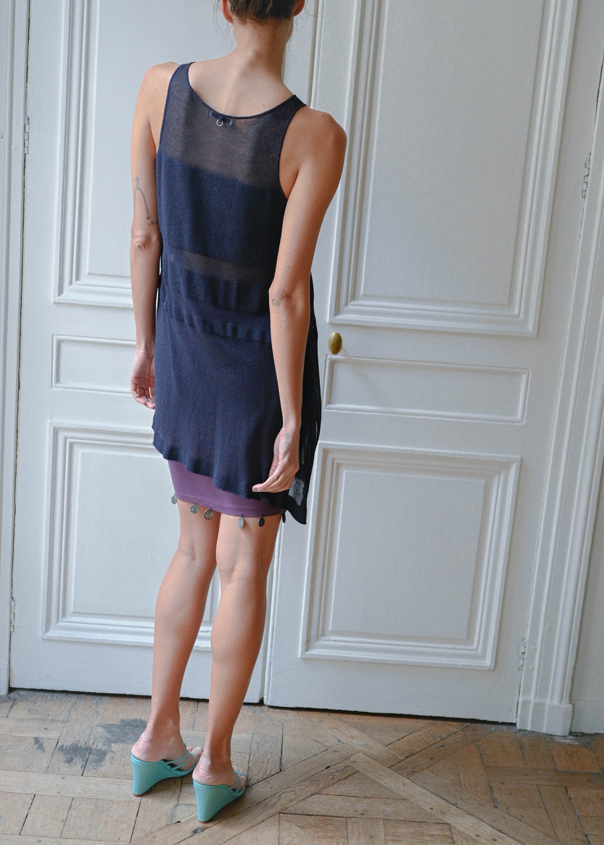 Purple tassel skirt, vintage, TURN Paris (back view)