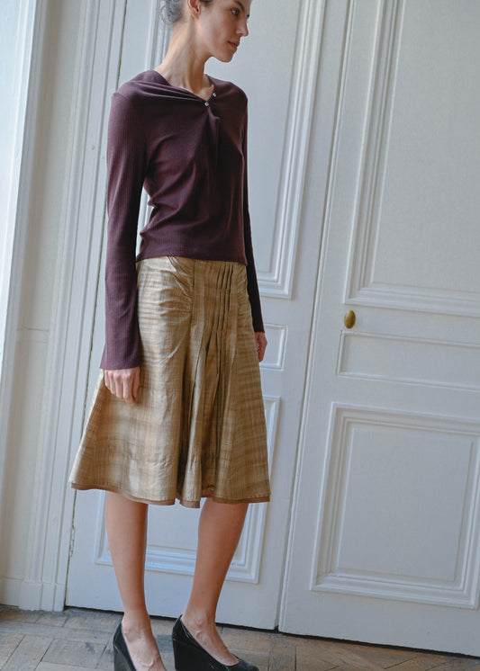 Gold pleated skirt, vintage, TURN Paris (back view)