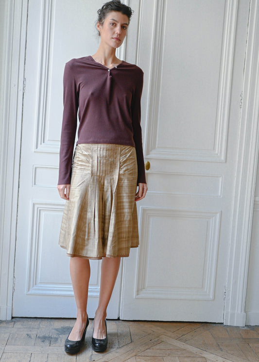 Gold pleated skirt, vintage, TURN Paris (detail)