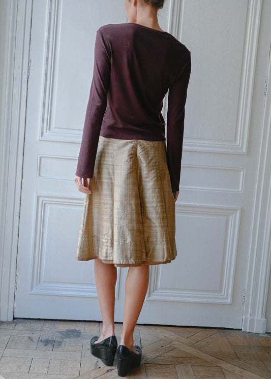 Gold pleated skirt, vintage, TURN Paris (back view)