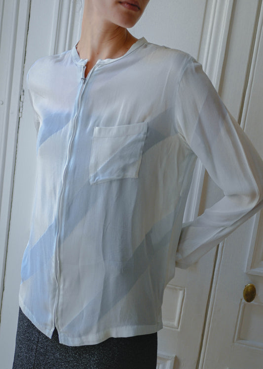 Armani mint silk jacket, vintage, TURN Paris (detail)