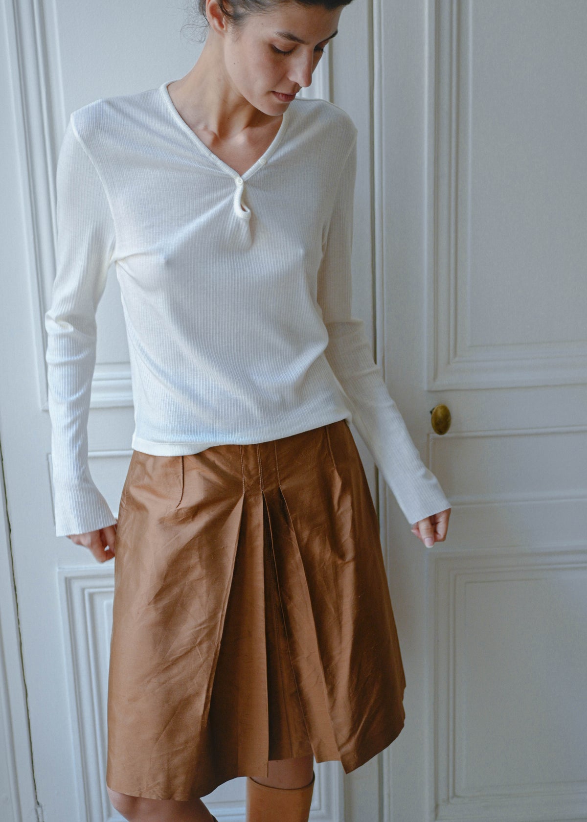 Pleat silk skirt, vintage, TURN Paris (detail)