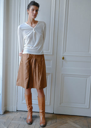 Pleated silk skirt