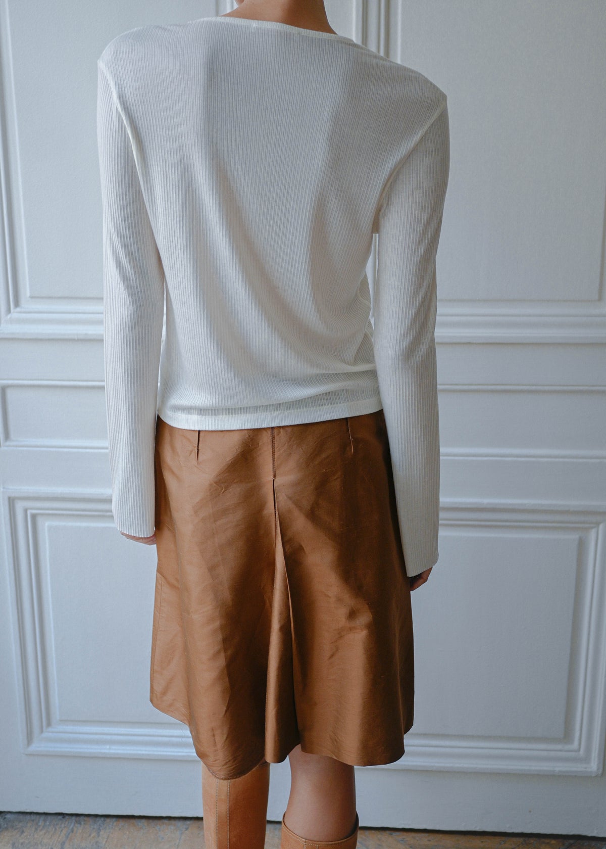 Pleat silk skirt, vintage, TURN Paris (back view)