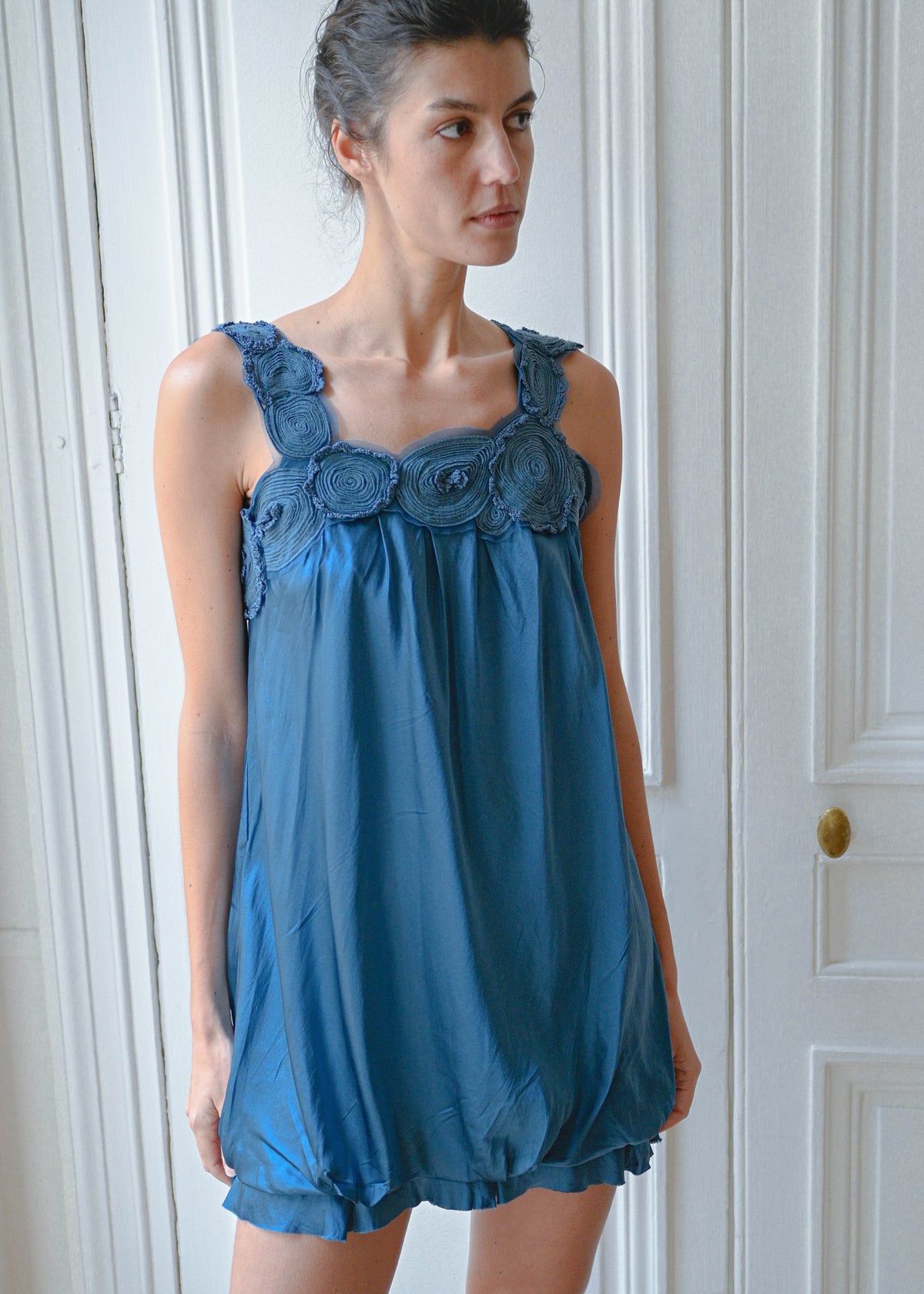 Ruffled silk dress, vintage, TURN Paris (detail)