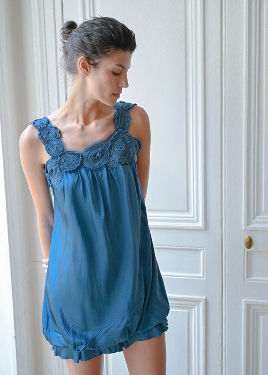 Ruffled silk dress, vintage, TURN Paris (detail)