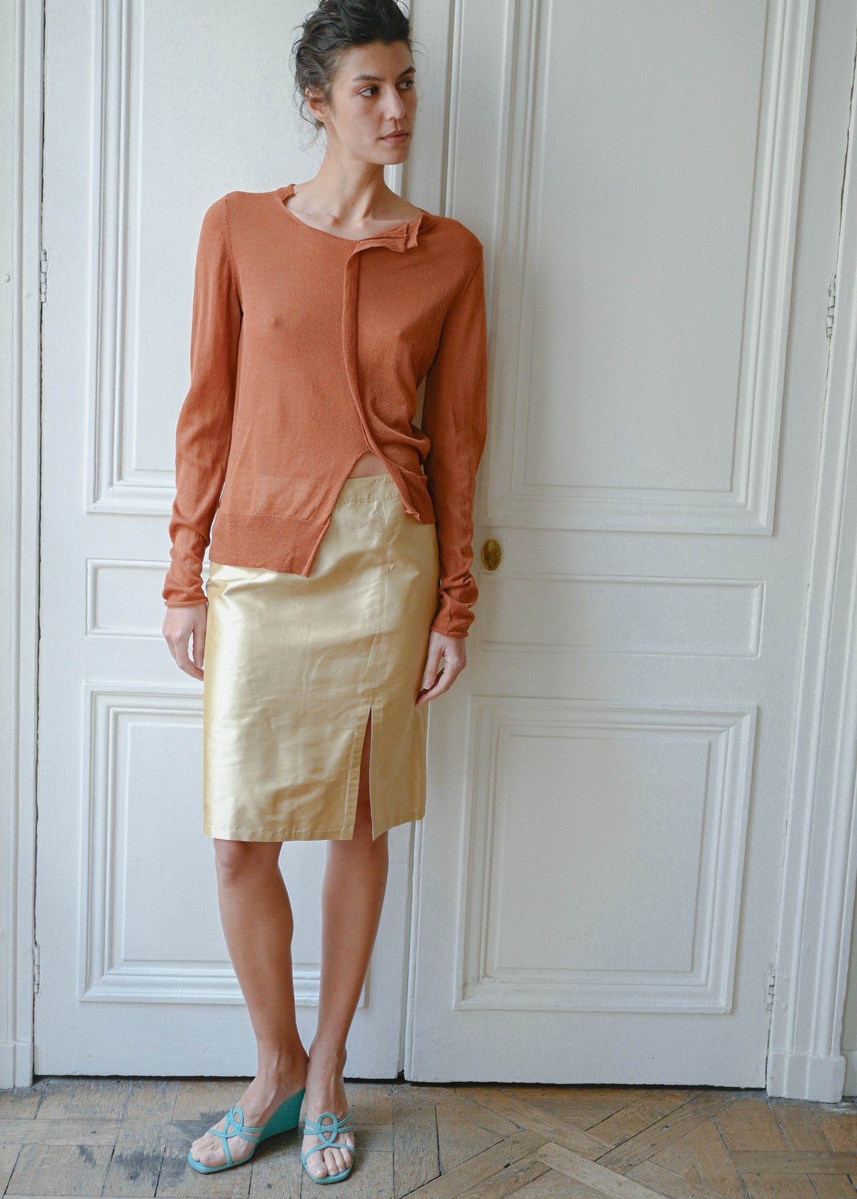 Sheer orange knit, vintage, TURN Paris (detail)