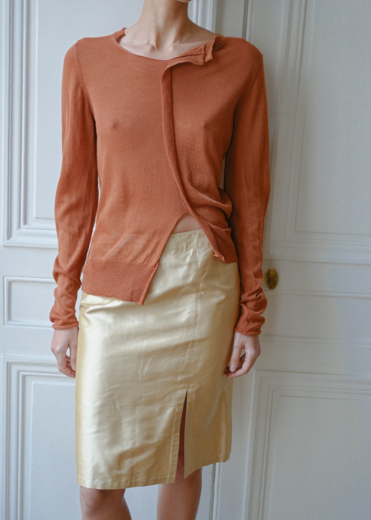 Sheer orange knit, vintage, TURN Paris (detail)