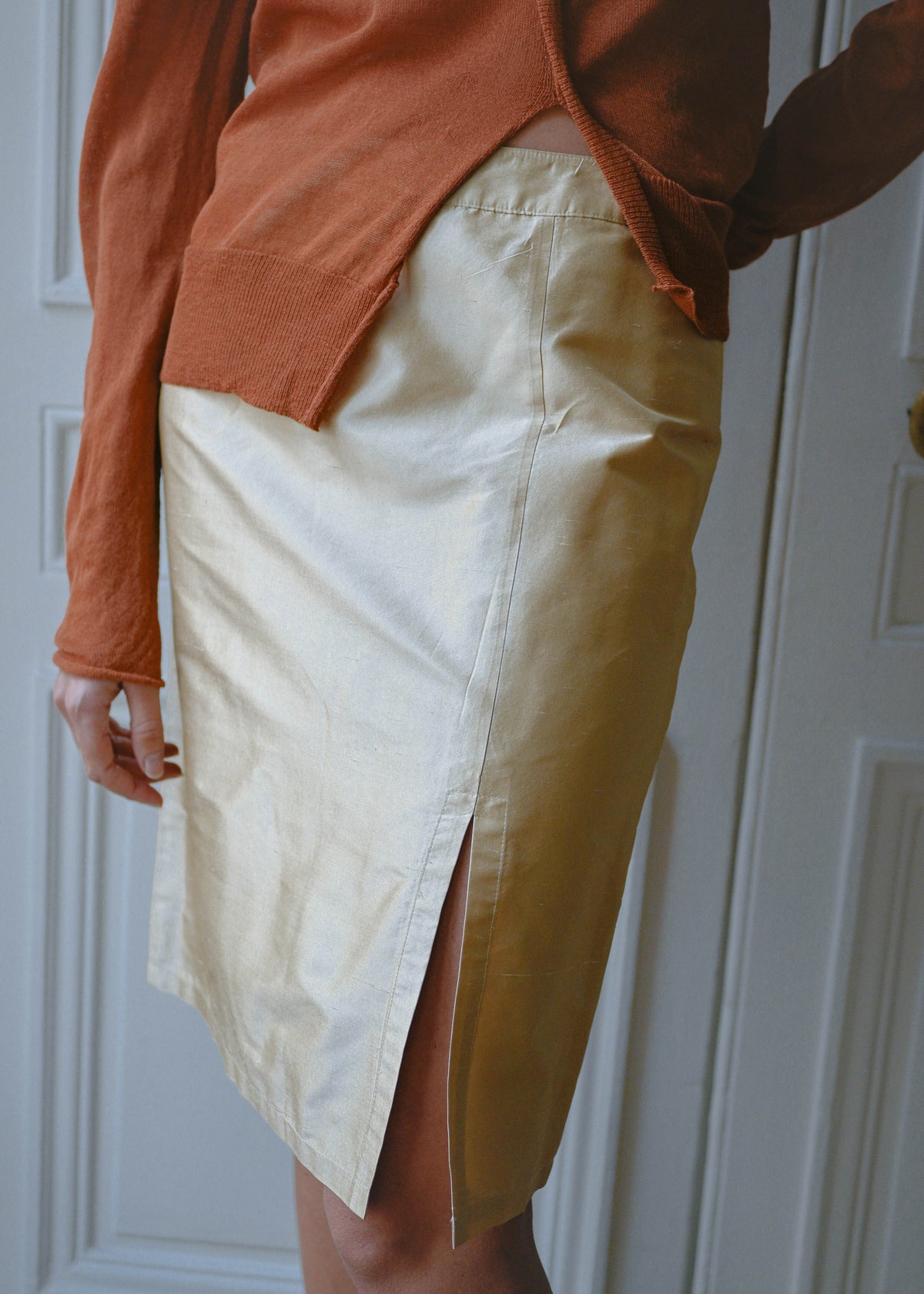 Cream silk skirt, vintage, TURN Paris (detail)