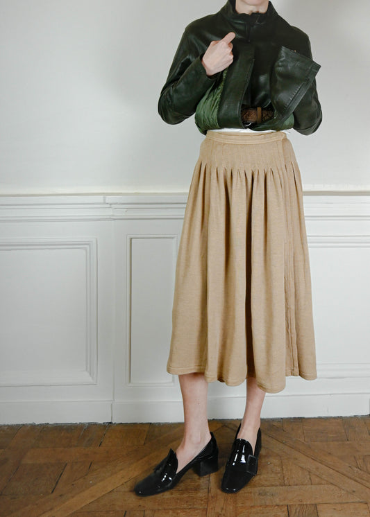 TURN PARIS, VINTAGE SAINT LAURENT BEIGE WRAP SKIRT