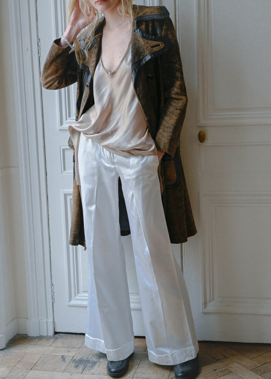 White satin trousers