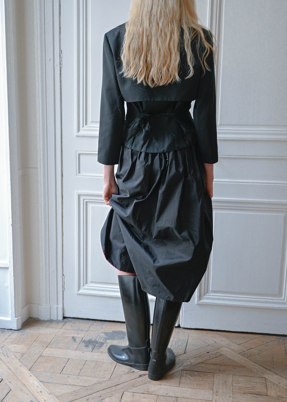 Vintage silk bolero jacket by Paule Ka, back view, TURN Paris