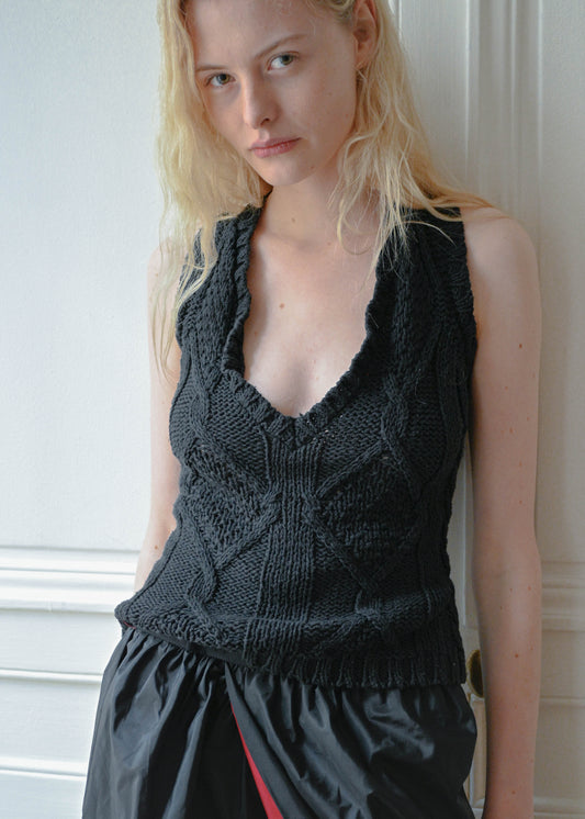 Cable knit vest