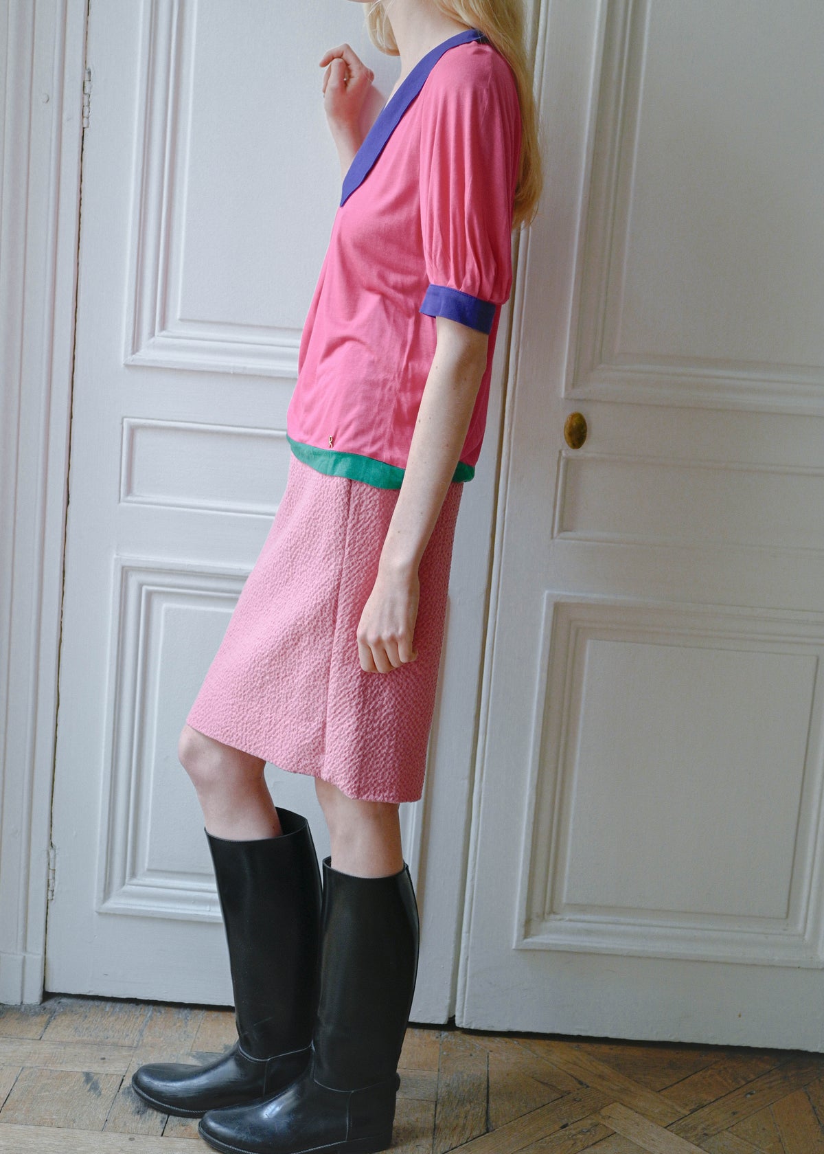 Vintage Givenchy waffle skirt, detail, TURN Paris
