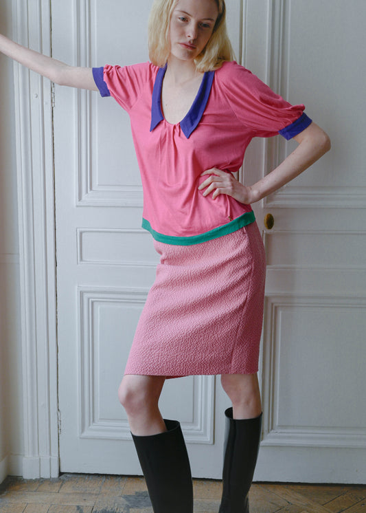 Vintage Givenchy waffle skirt, side view, TURN Paris