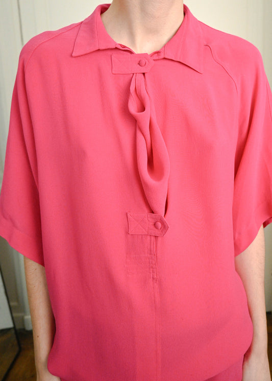 BALENCIAGA SILK TUNIQUE IN FUCHSIA PINK