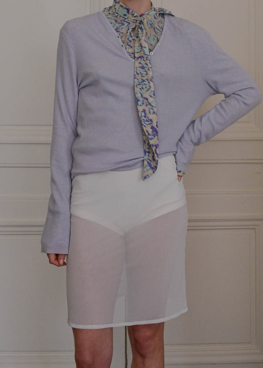 MADE IN PORTUGAL TURN PARIS TUNISIEN RIBBED TOP WITH FLARED SLEEVES AND A SLANTED ASYMETRICAL CUT