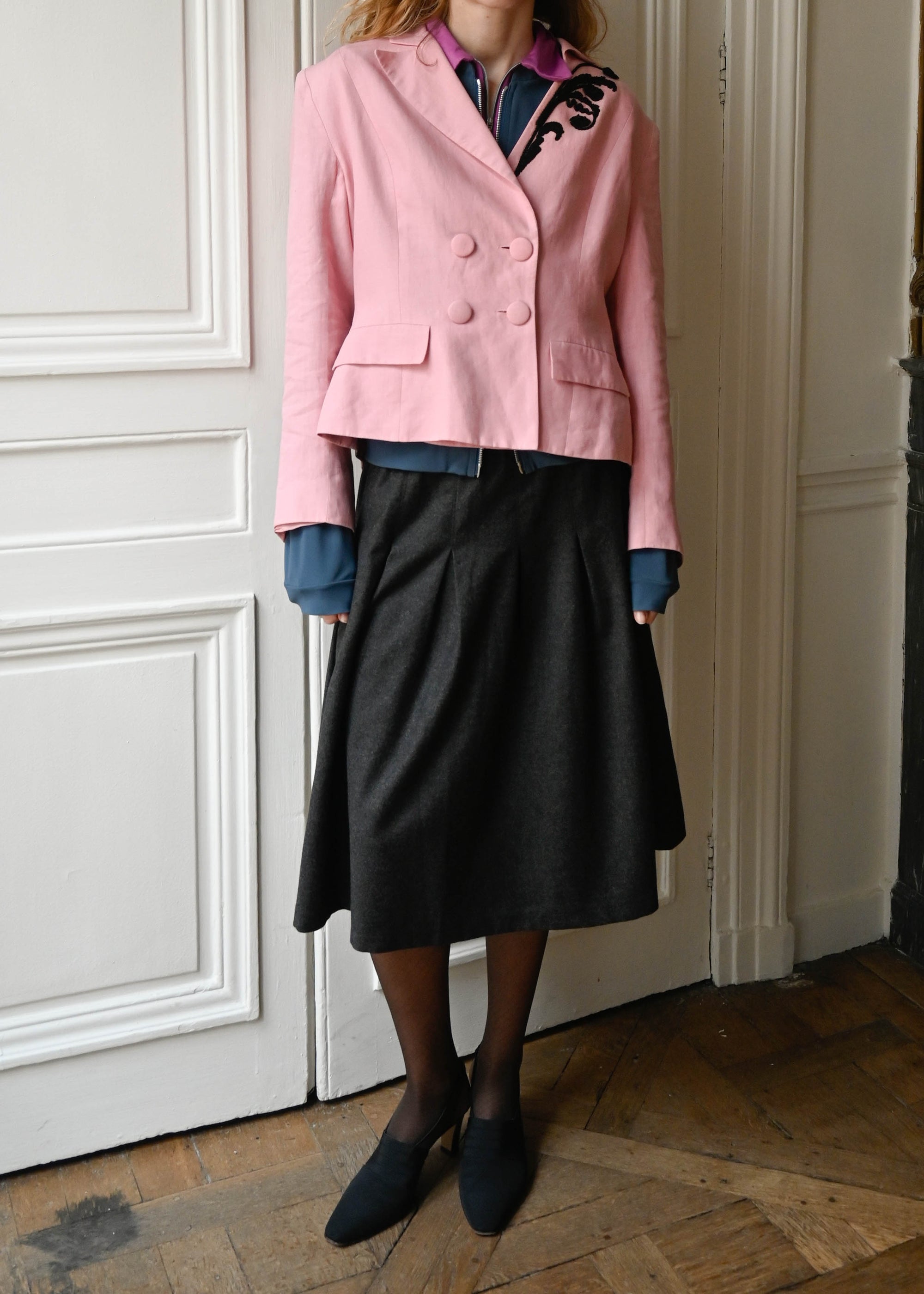 PINK EMBROIDERED BLAZER