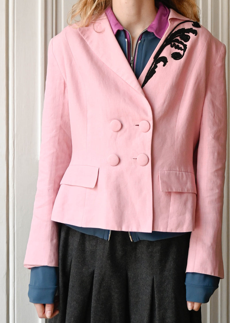 PINK EMBROIDERED BLAZER