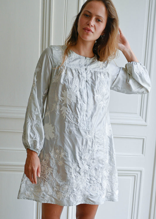 GREY EMBROIDERED DRESS