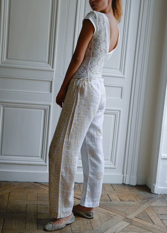DRAWSTRING LINEN PANTS