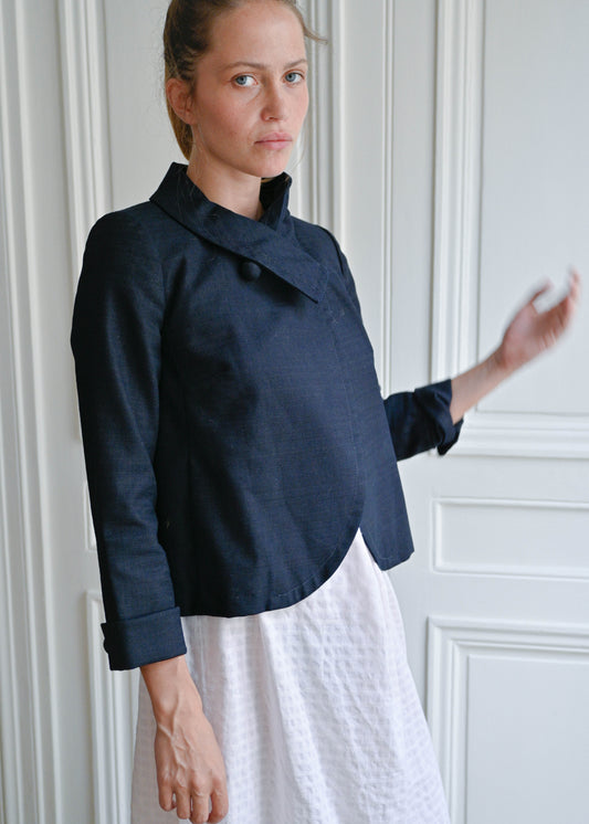 NAVY COTTON BLAZER