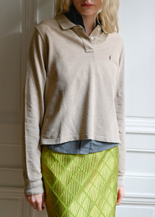 Beige polo top
