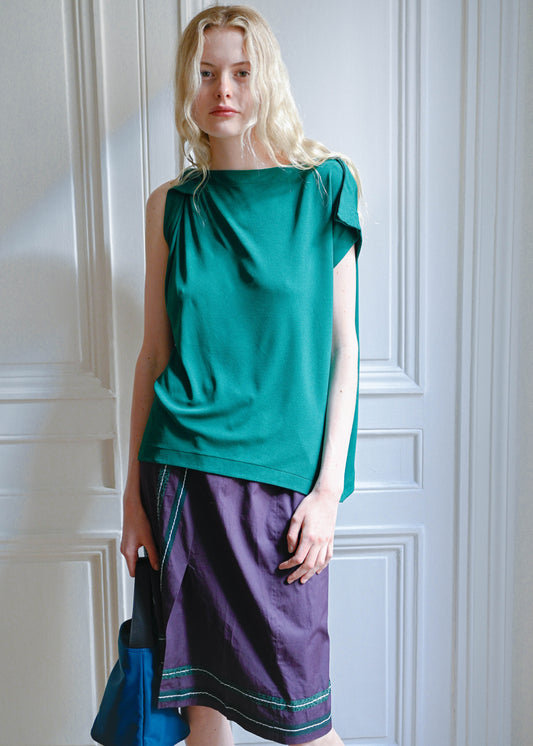 GREEN DRAPE TOP