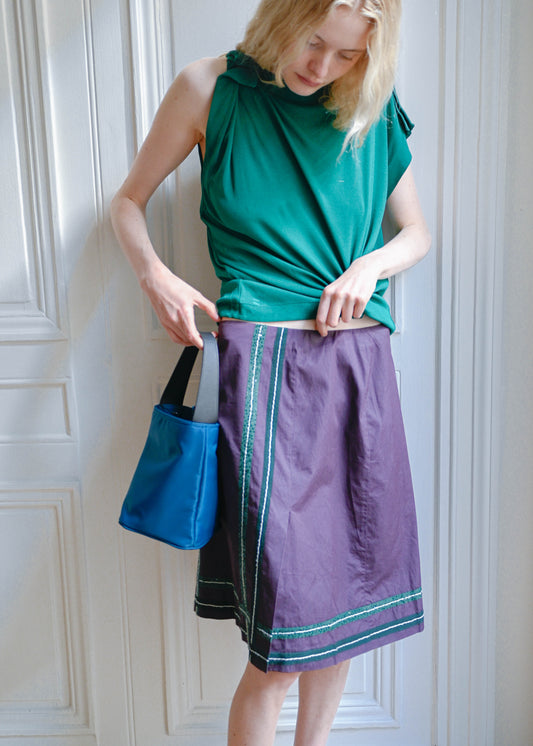 AUBERGINE STRIPE SKIRT