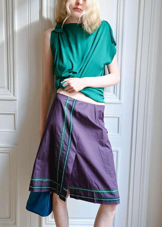 AUBERGINE STRIPE SKIRT