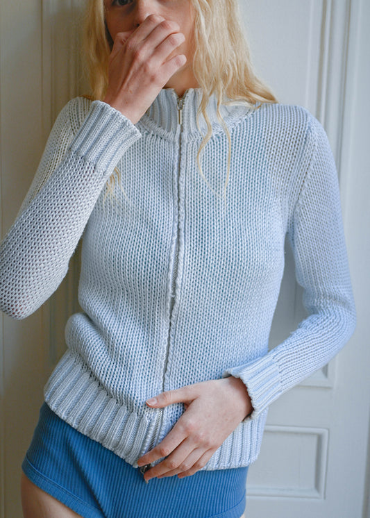 Blue zip cardigan