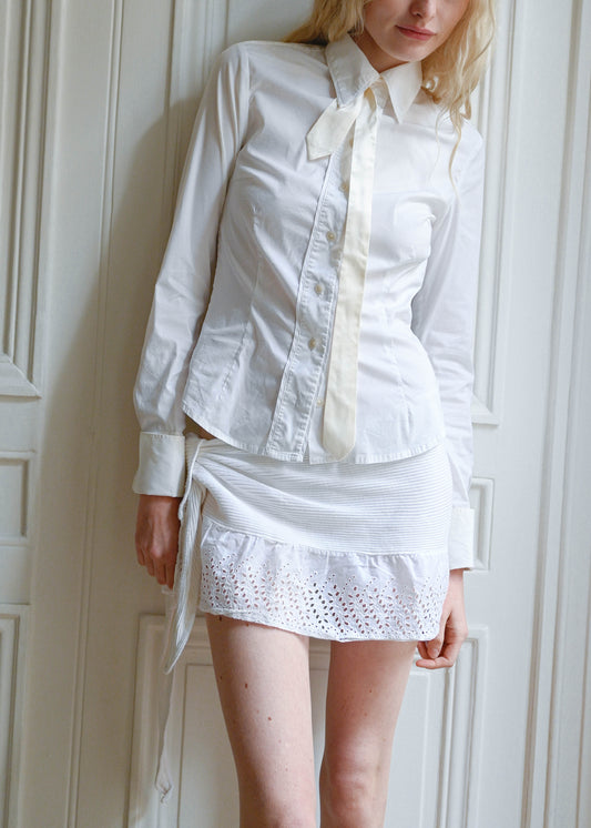 Silk tie shirt
