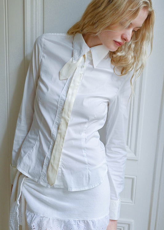 Silk tie shirt