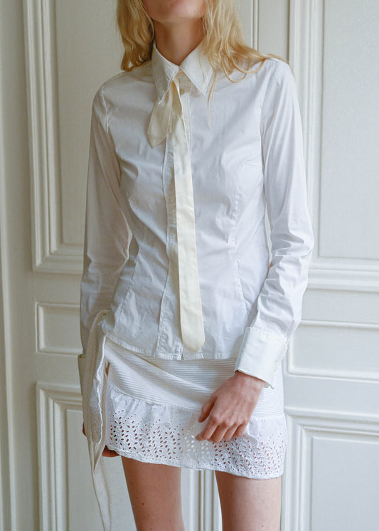 Silk tie shirt