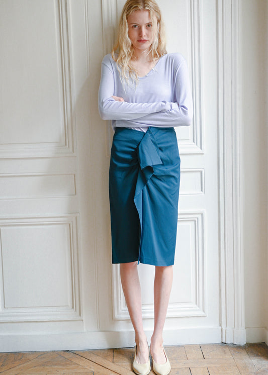 Teal ruffle skirt
