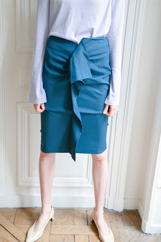 Teal ruffle skirt