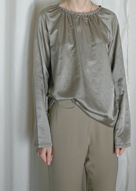 SILVER SILK BLOUSE