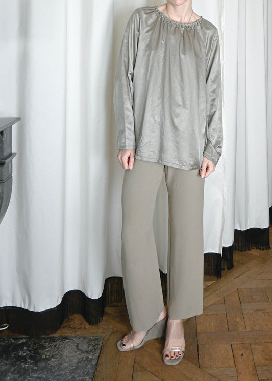 SILVER SILK BLOUSE