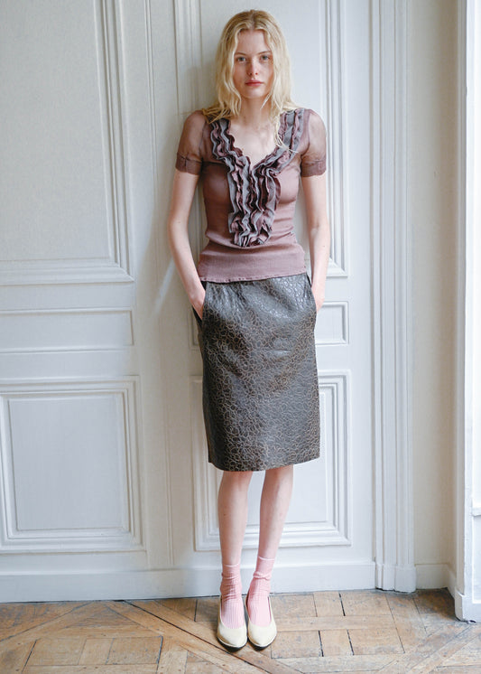 Embossed pencil skirt